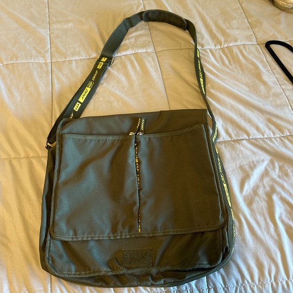 DKNY Black Messenger Bag with Yellow Green Accents - Picture 6 of 7